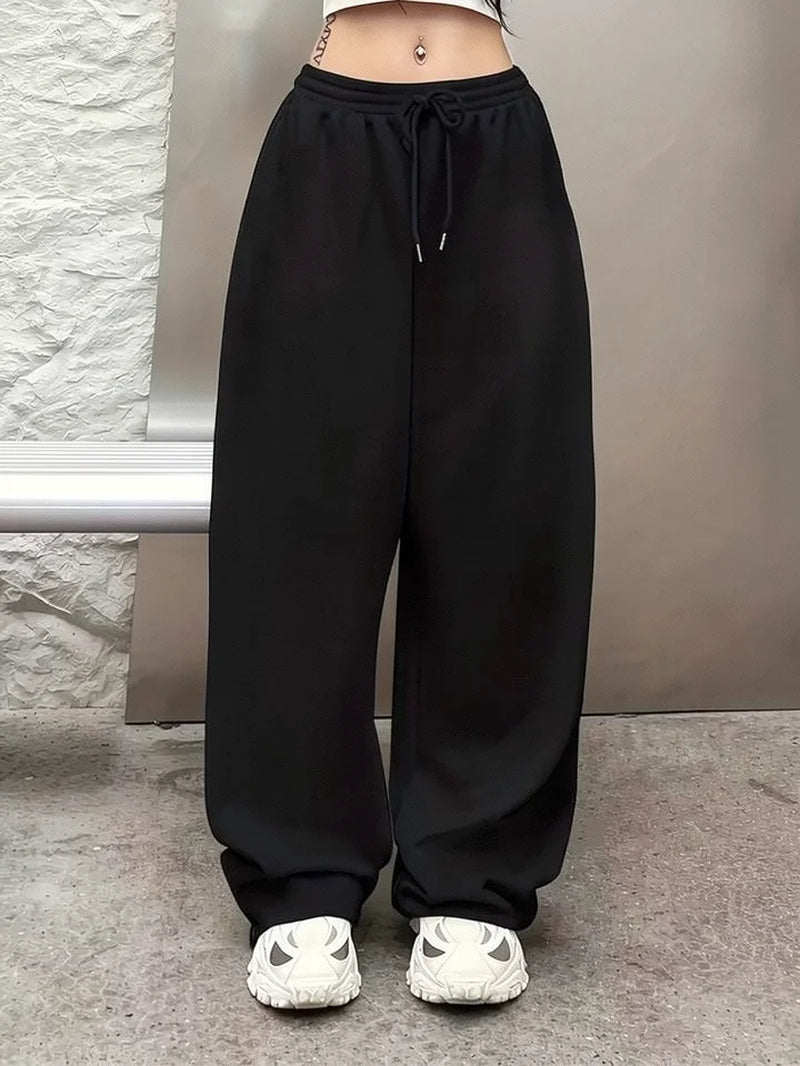 Y2K Gothic Dragon Print Loose Wide Leg Sweatpants Drawstring Trousers Unisex Casual Streetwear Sports Joggers Pants Wear