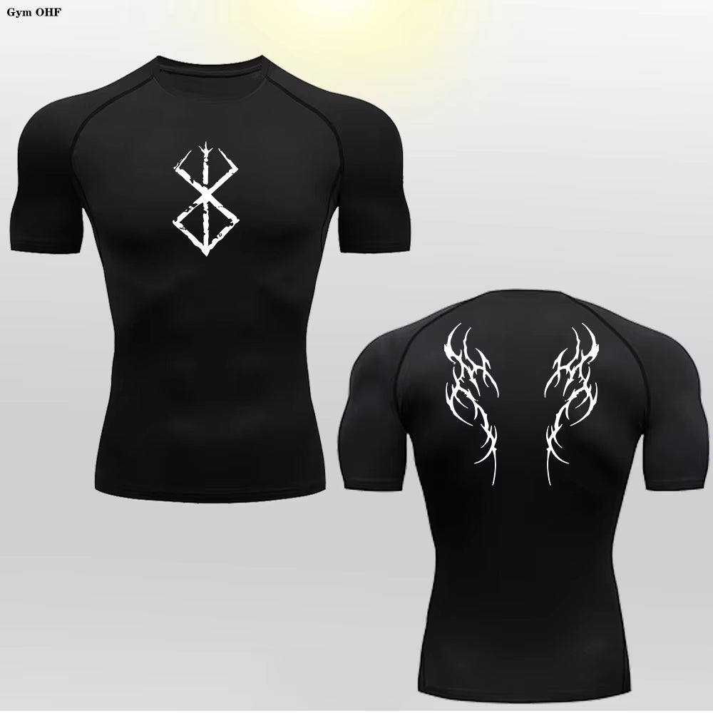 Anime Y2K Solid 180 Grams Breathable Moisture Wicking Men'S Gym Running T-Shirt Compression Workout Muscle Fitness Clothing