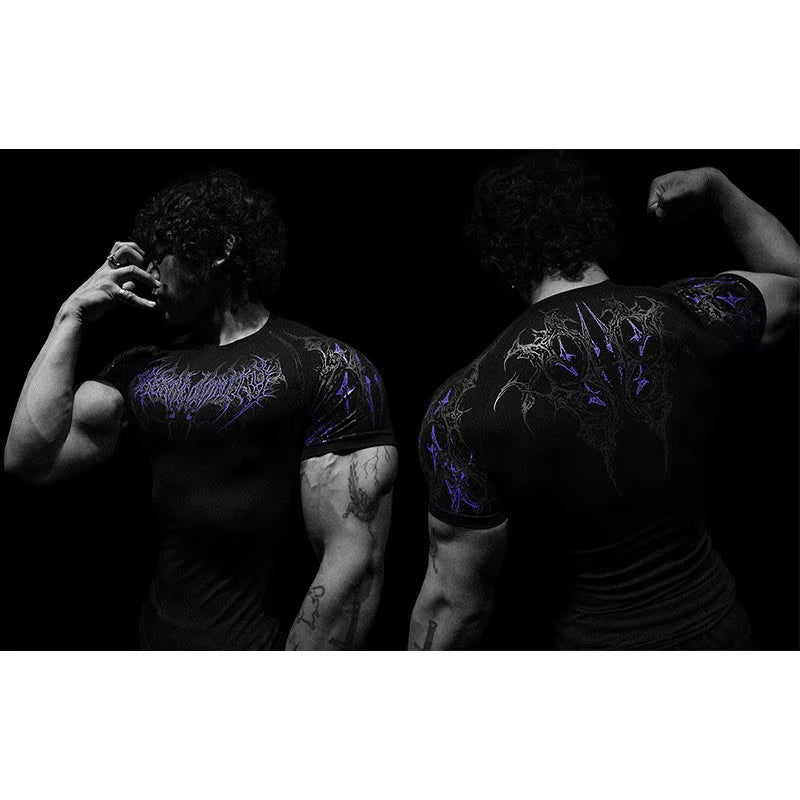 Y2K Rashguard Men'S Fitness Gym Sports T-Shirt Compression Shirt Quick Dry Breathable Moisture Wicking MMA Boxing Jogging Print