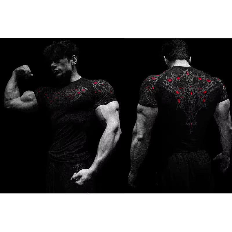 Y2K Rashguard Men'S Fitness Gym Sports T-Shirt Compression Shirt Quick Dry Breathable Moisture Wicking MMA Boxing Jogging Print