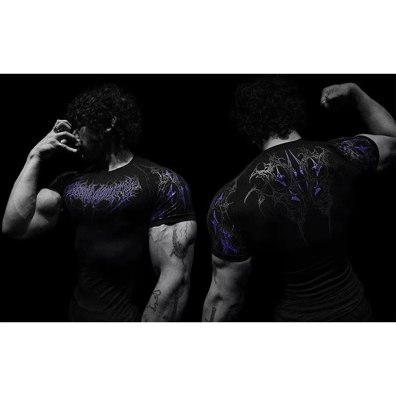 Y2K Rashguard Men'S Fitness Gym Sports T-Shirt Compression Shirt Quick Dry Breathable Moisture Wicking MMA Boxing Jogging Print