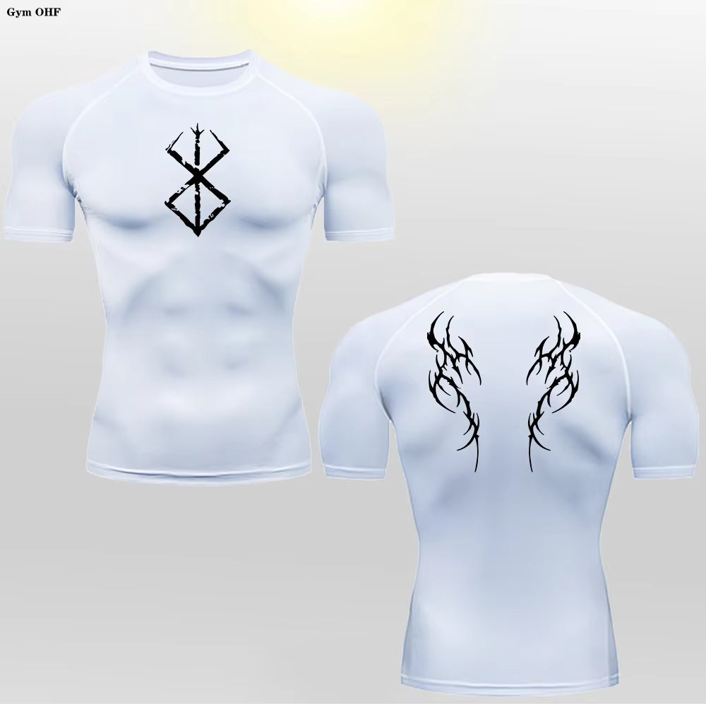 Anime Y2K Solid 180 Grams Breathable Moisture Wicking Men'S Gym Running T-Shirt Compression Workout Muscle Fitness Clothing