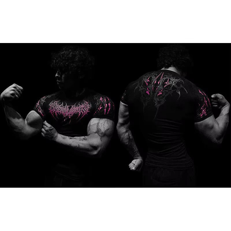 Y2K Rashguard Men'S Fitness Gym Sports T-Shirt Compression Shirt Quick Dry Breathable Moisture Wicking MMA Boxing Jogging Print