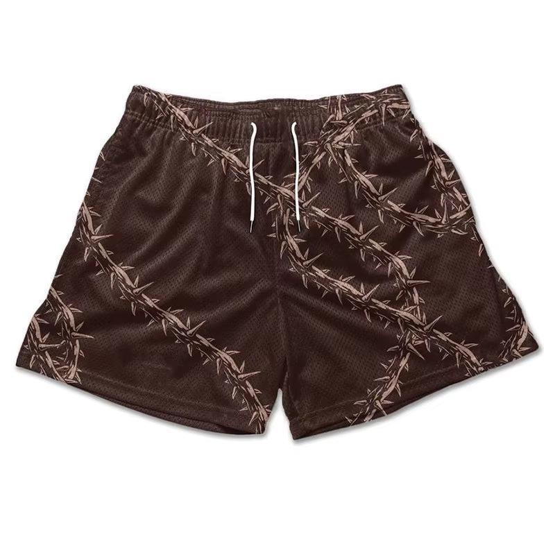 Y2K Christian Angel Cross Print Gym Shorts for Men Active Track Shorts with Pockets Athletic Workout Training Running Jogging