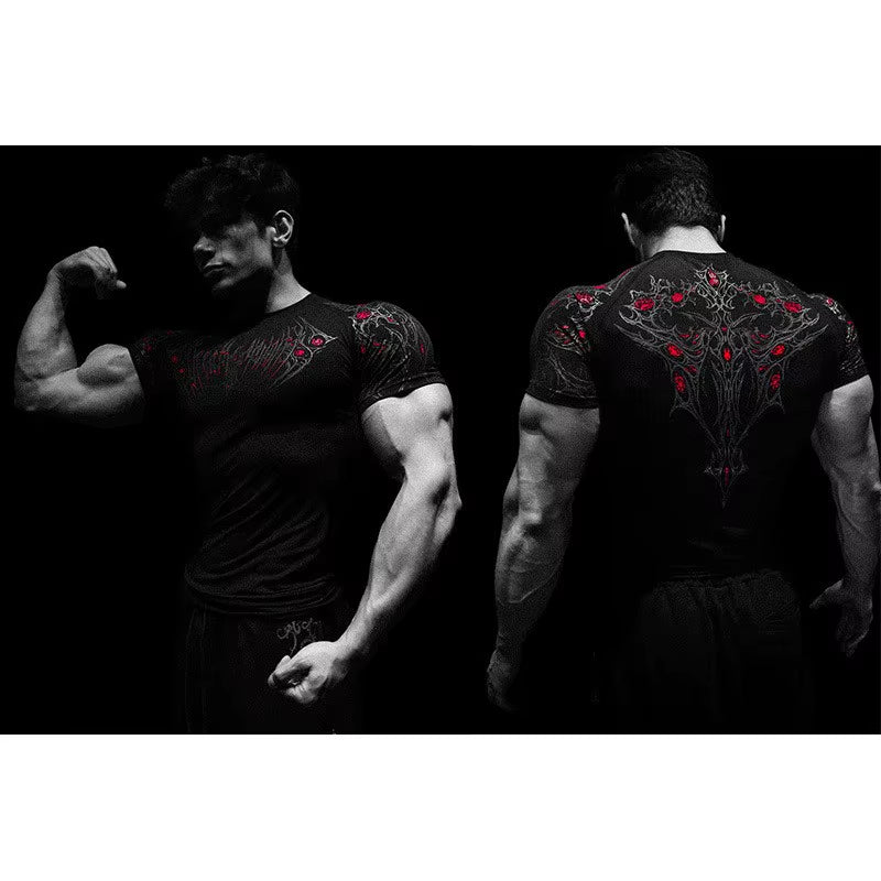 Y2K Rashguard Men'S Fitness Gym Sports T-Shirt Compression Shirt Quick Dry Breathable Moisture Wicking MMA Boxing Jogging Print