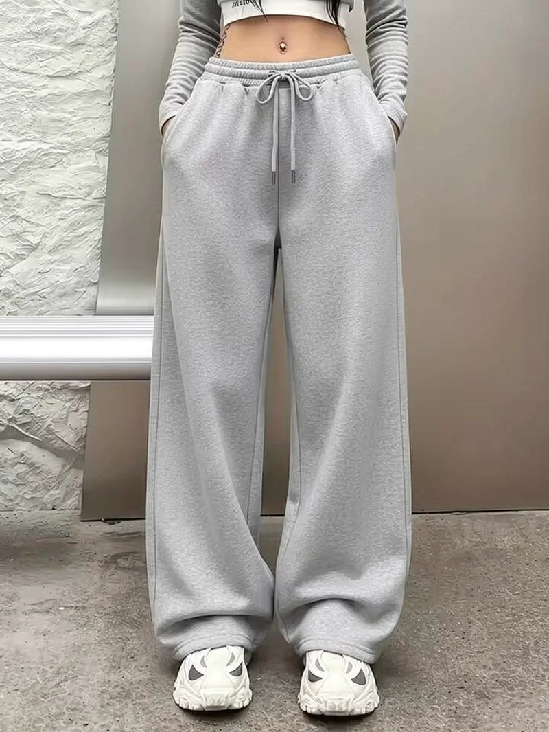 Y2K Gothic Dragon Print Loose Wide Leg Sweatpants Drawstring Trousers Unisex Casual Streetwear Sports Joggers Pants Wear