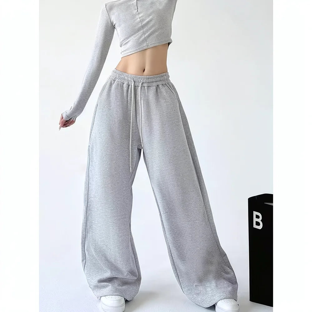 Y2K Gothic Dragon Print Loose Wide Leg Sweatpants Drawstring Trousers Unisex Casual Streetwear Sports Joggers Pants Wear
